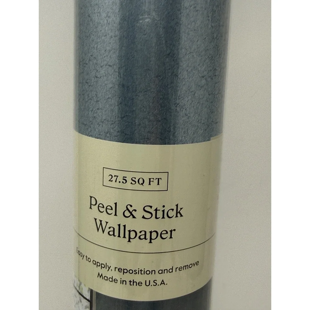 Threshold Peel & Stick Wallpaper Metallic Leaf Blue 27.5 SQ FT Roll NEW